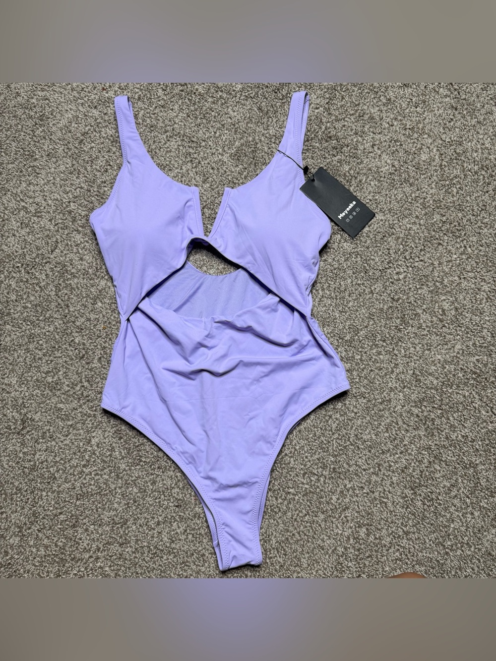 Meyeeka Lavender Cutout One Piece Swimsuit
